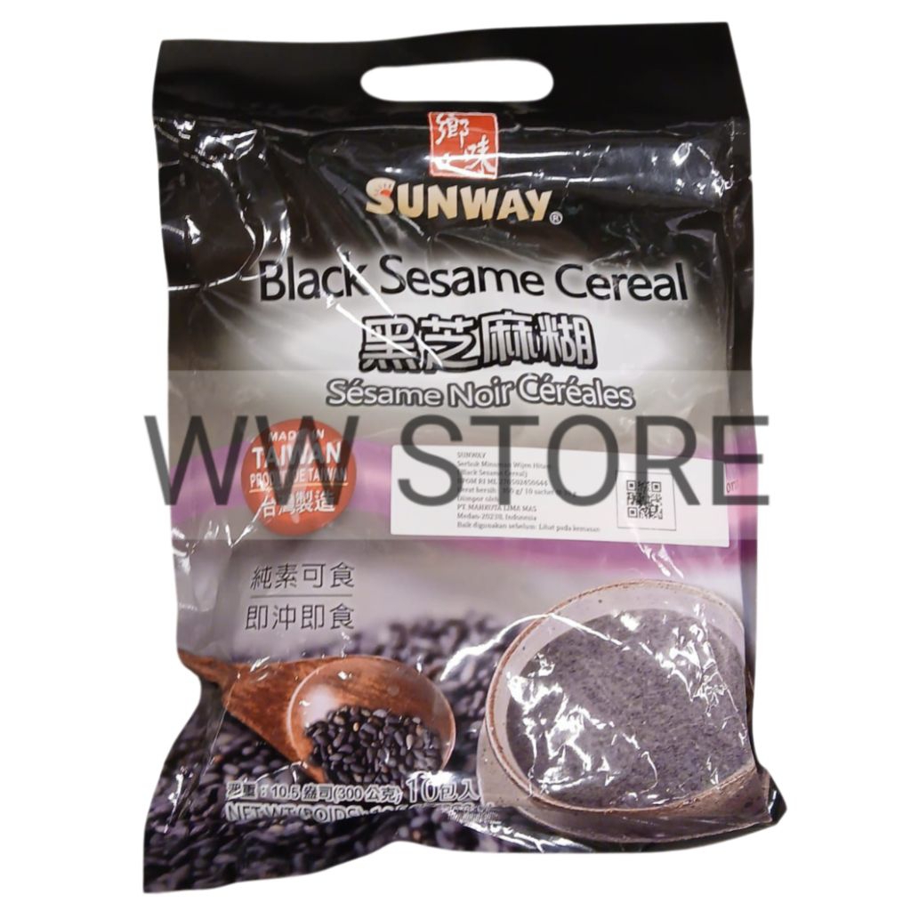 Serbuk bubuk minuman wijen hitam halal Taiwan SUNWAY Black Sesame Cereal 300g ( 10 sachet x 30g )