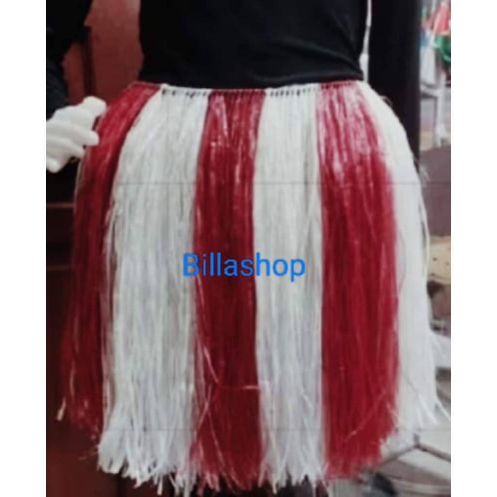 Rok rumbai tali rafia merah putih/ rok 17 Agustusan