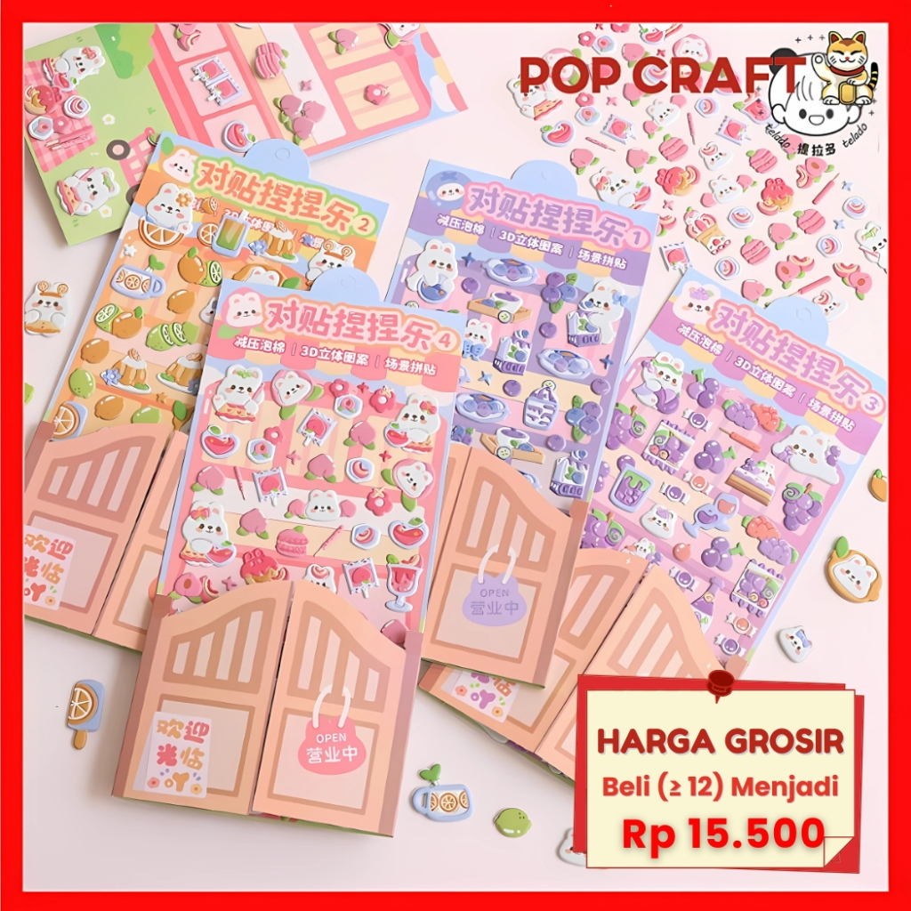 

PC Stiker 3D Timbul Dekor DIY / Mainan Stiker Tempel Buku Kertas Stiker Timbul Stiker Pack TLD142