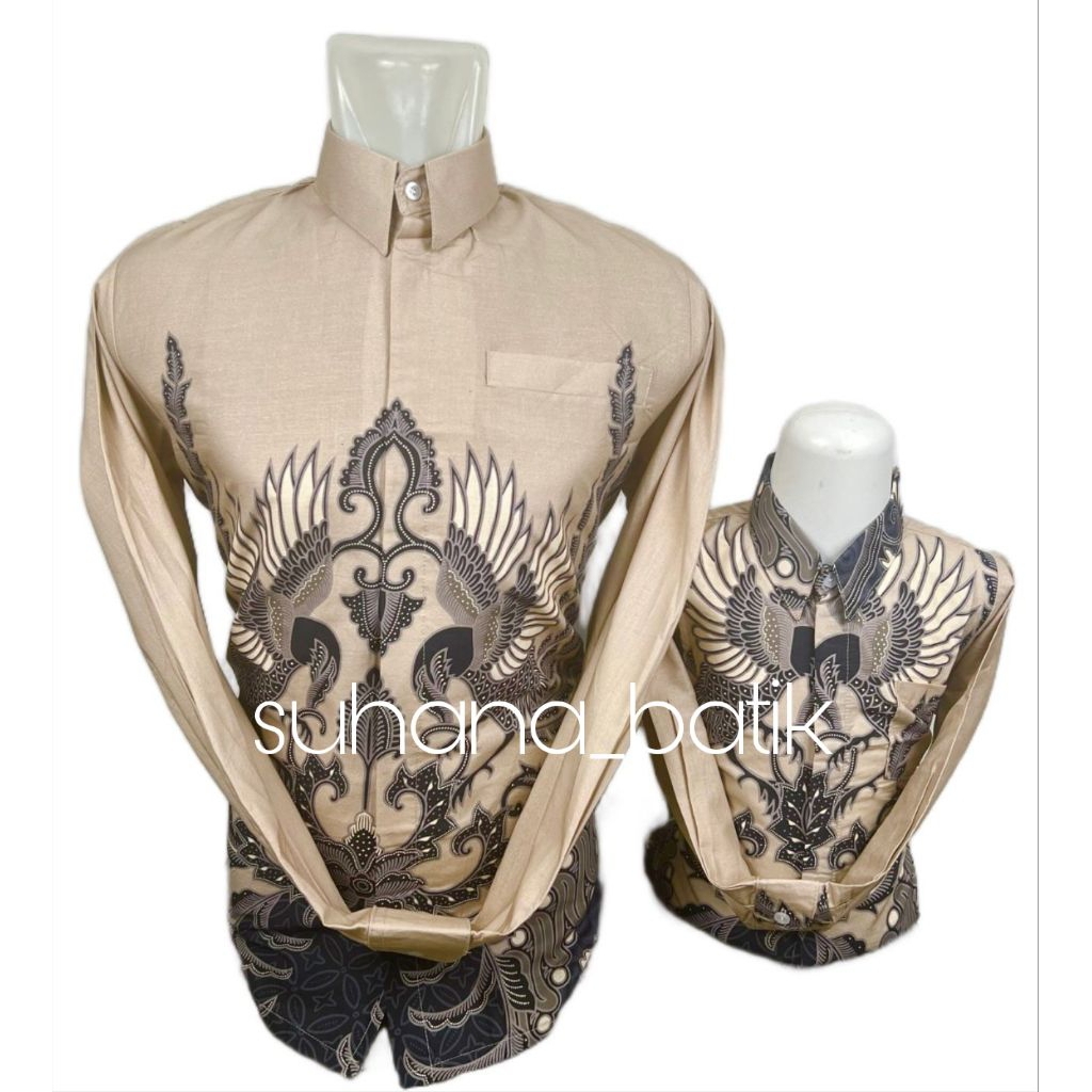 Kemeja batik Ayah dan anak cream.