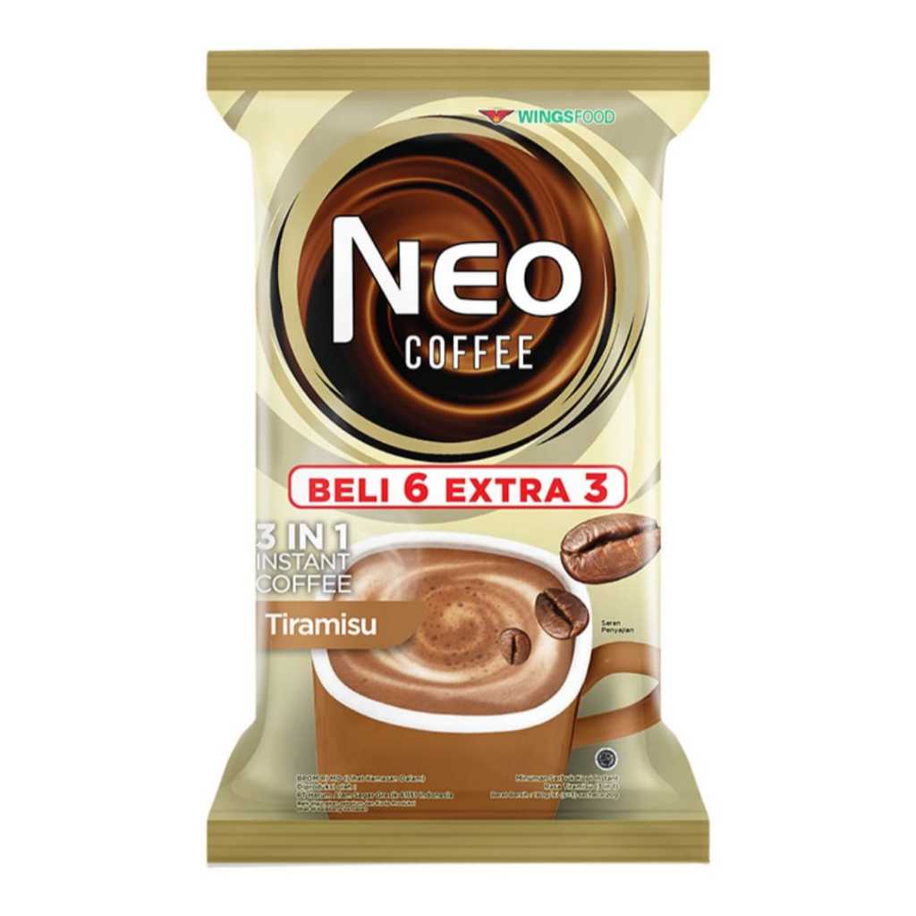 

[WAJIB BACA NAMA TOKO] Neo Coffee 3 in 1 Instant Coffee Rasa Tiramisu 180gr isi 6 + 3 pcs