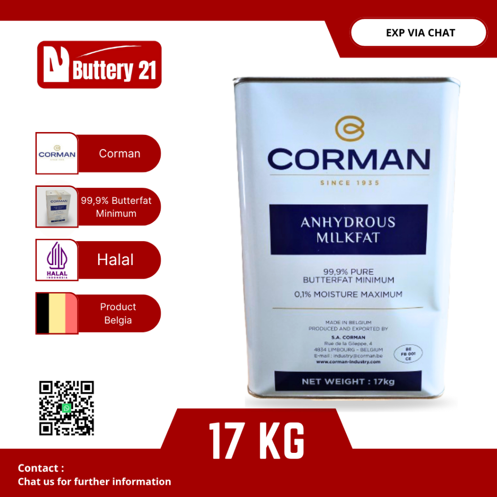 

CORMAN AMF PI-3 MILK FAT 99.9% 17 KG/CORMAN LEMAK MENTEGA MURNI 99,9%/CORMAN P13