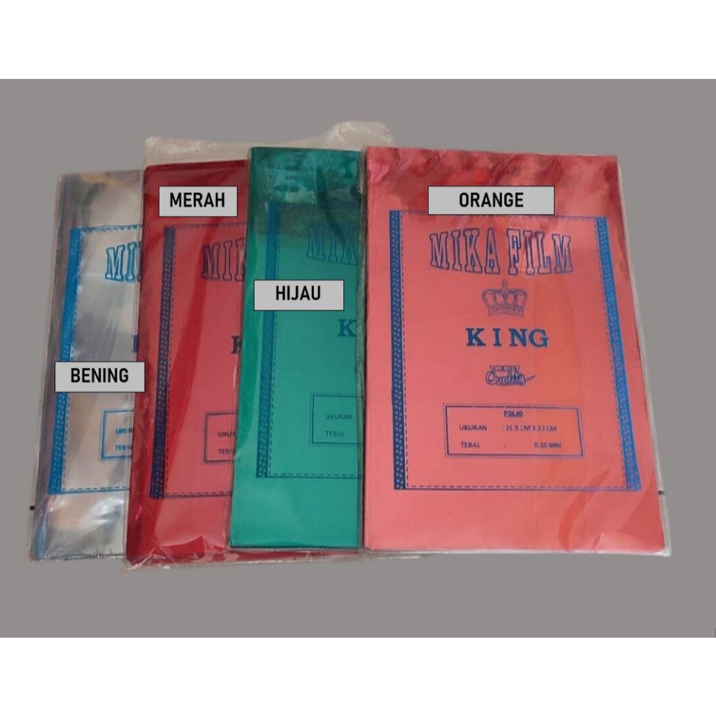 

Mika Film Plastik Jilid Folio King – Bening, Biru, Hijau, MERAH, ORANGE, KUNING – Kuat & Berkualitas