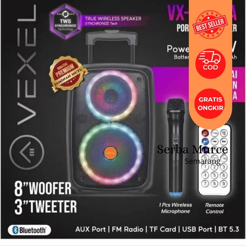 Speaker Portable Vixel VX-1208A/ Speaker/ Speaker Wireless/ Speaker Aktif/ Speaker Murah/ Speaker Ba