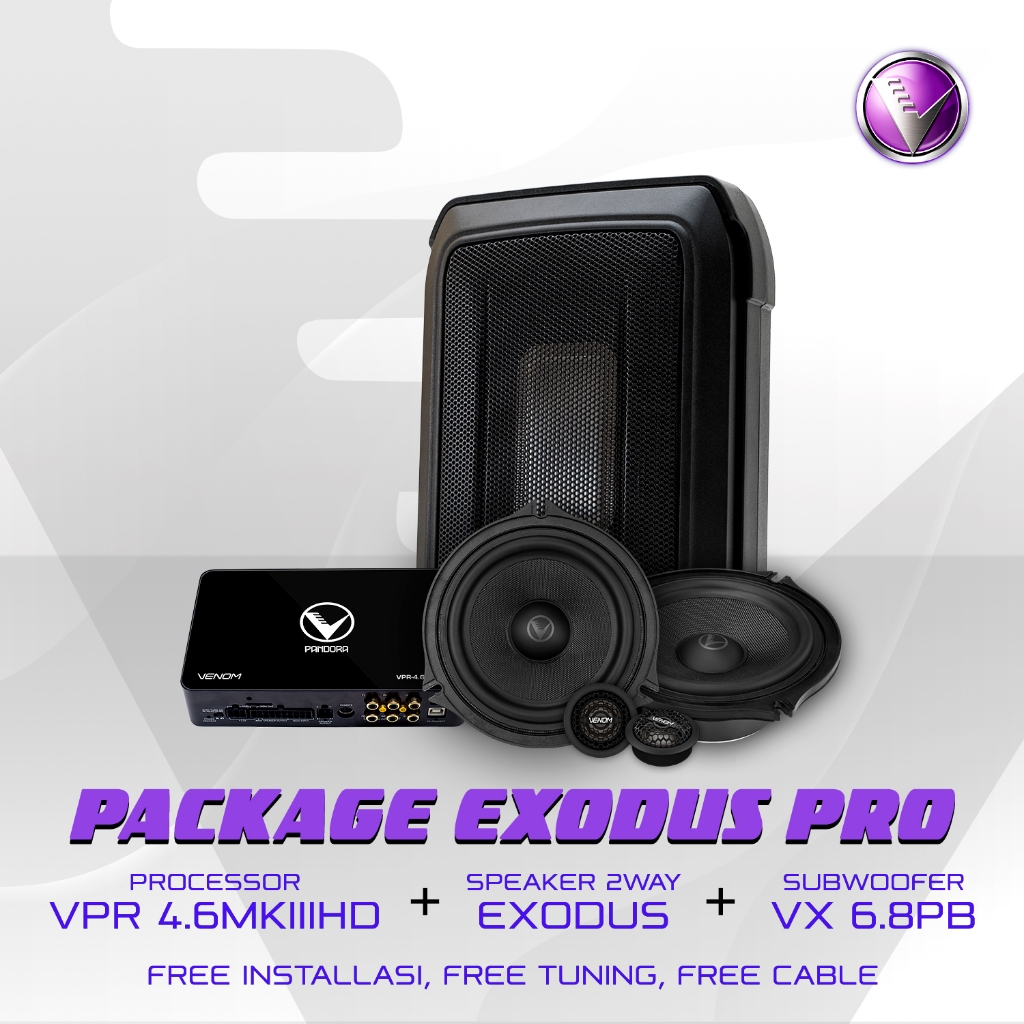 Paket Audio Mobil Venom Exodus PRO Package DSP Venom 4.6 MKIII HD & Subwoofer Free Pasang & Free Tun