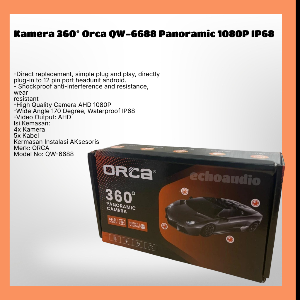 Kamera 360° Orca QW-6688 Panoramic 1080P IP68