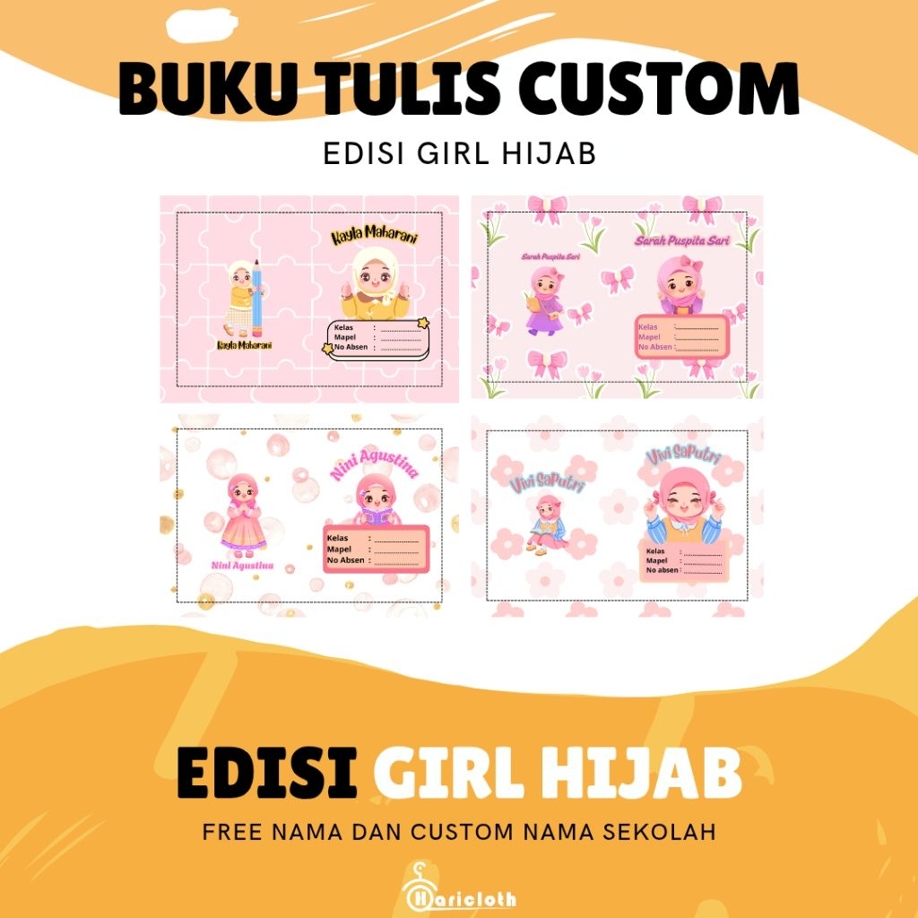 

Buku Tulis Sekolah Custom Tema Karakter Cewek PINK HIJAB GILS / Buku Tulis Sekolah PINK HIJAB GILS