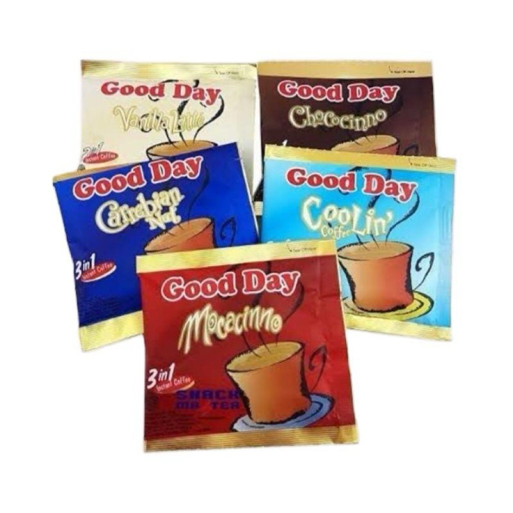 

GOOD DAY renceng 3in1 10x20gr mocacinno,chocoinno,carrebian Nut,vanilla late,coolin coffe Instan kopi