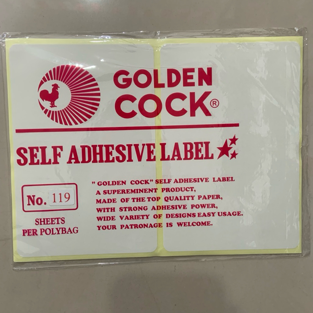 

GOLDEN COCK Label No. 119 - Self Adhesive Label 119 - Sticker Resi Pengiriman