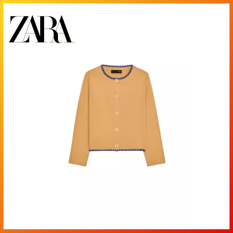 ZARa2025 contrasting embroidery knitted jacket 2142102 756