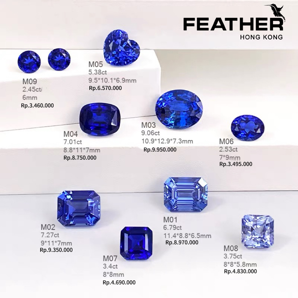 【100% Asli Lab Grown Diamond-Gem】- (Natural Blue Safir ) - FL-IF-VVS1-Color D PREMIUM alami Batu Ber