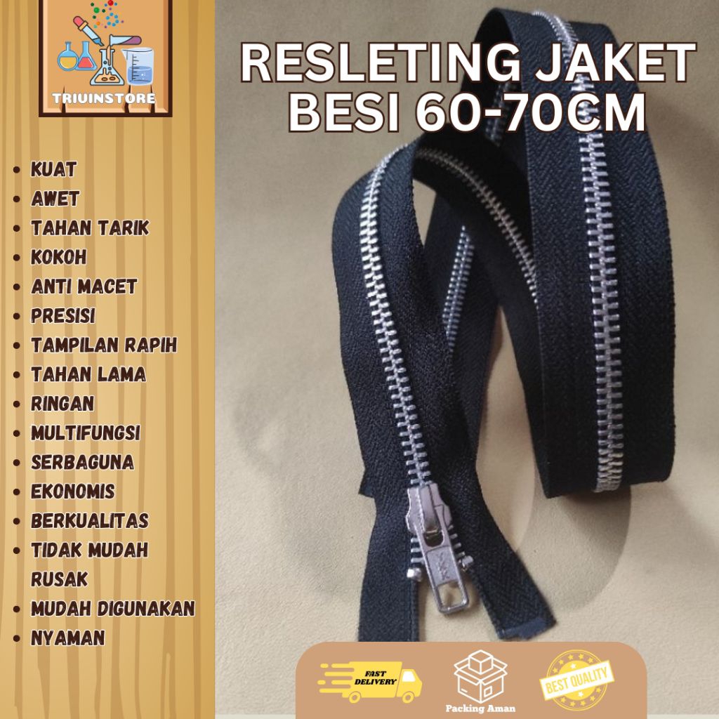 Resleting Jaket Sleting Besi 60 cm - 70 cm