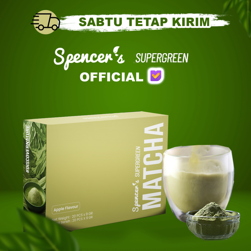 

Spencer's Supergreen Matcha Metabolism Support Antioksidan Thermogenesis Matcha 1 box isi 20 sachet