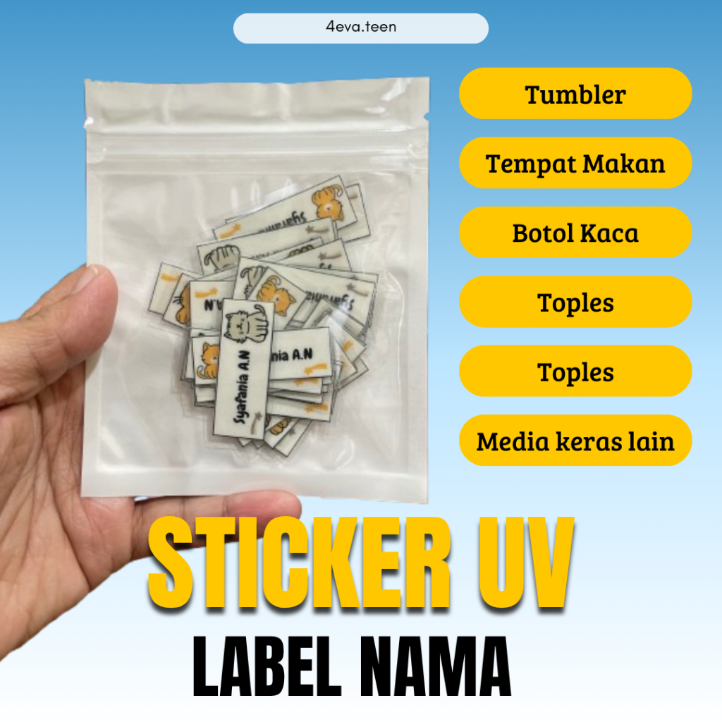 

1 - Sticker DTF UV Custom Label Nama isi 30pcs Stiker Barang Toples Pulpen Meja Tumbler