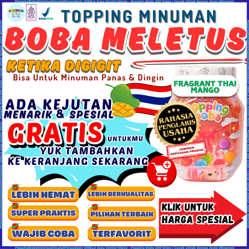 

PoppingBobaMeletusDimulutPerpaduan OMELA Susu Kental Manis - Popping Boba 500 Gram | Cocok Untuk Semua Jenis Minuman