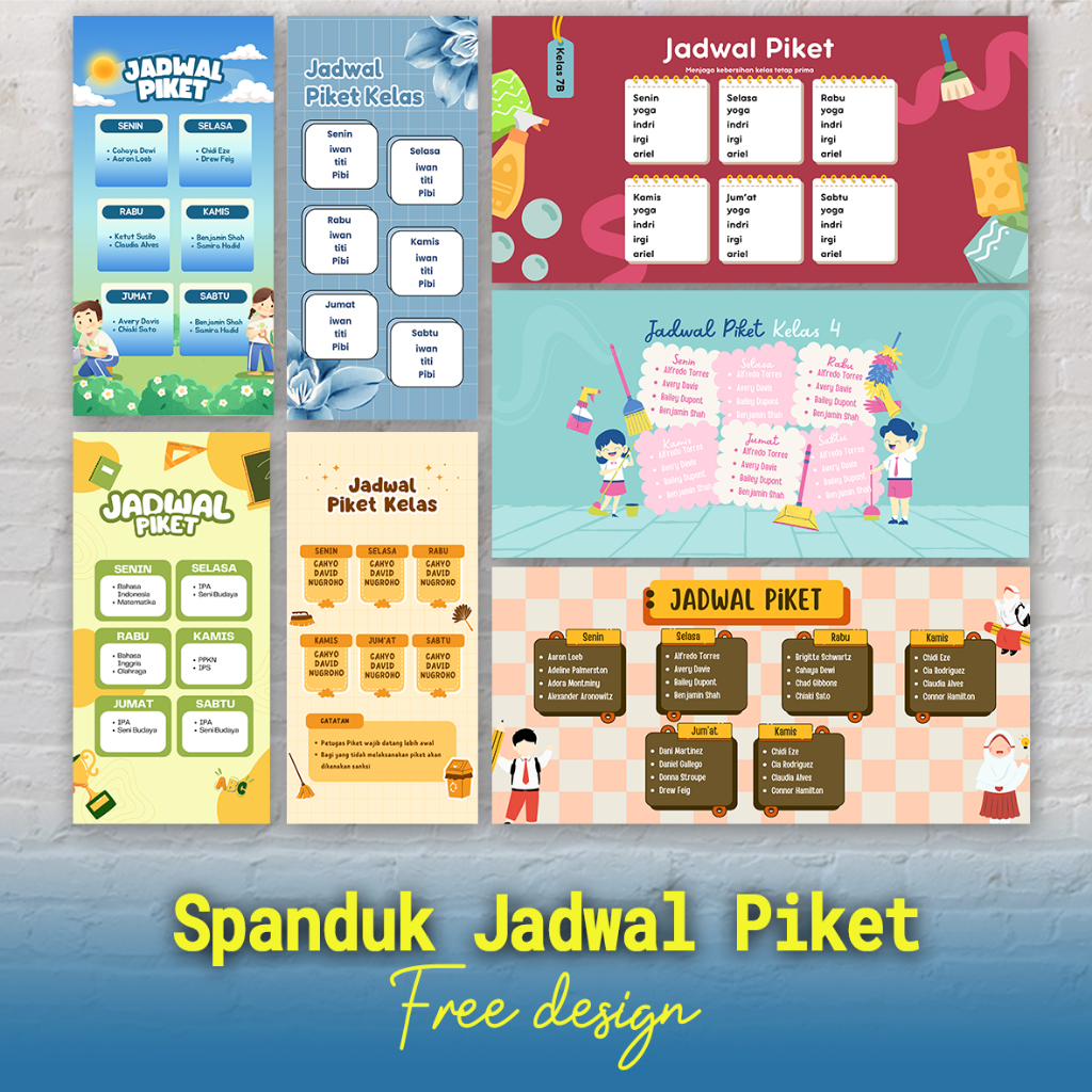 Spanduk Jadwal Piket Kelas, Spanduk Jadwal Piket, Spanduk Sekolah, Spanduk Jadwal Piket Siswa, Spand