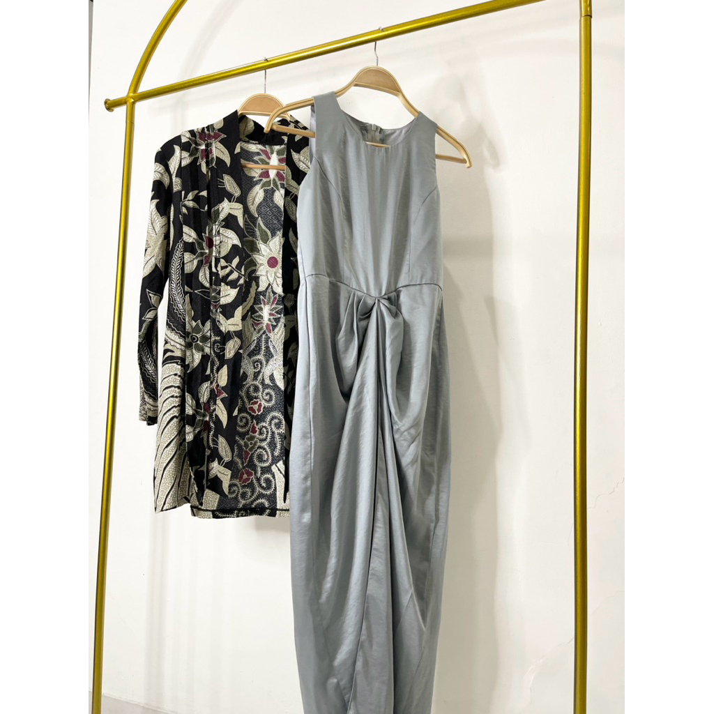 SET BATIK BLAZER + INNER SATIN GRAY