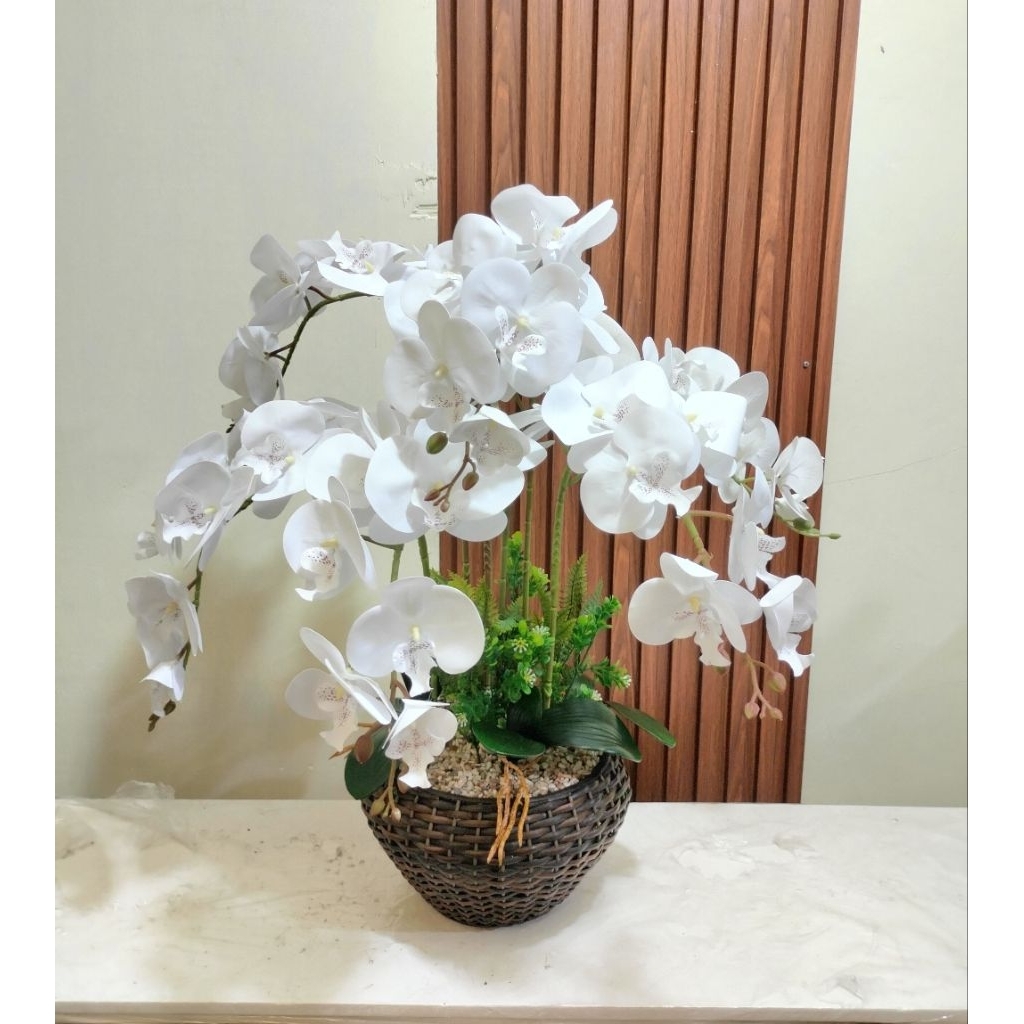 BUNGA ANGGREK LATEX PREMIUM MELINGKAR DEKORASI MEJA ARTIFICIAL