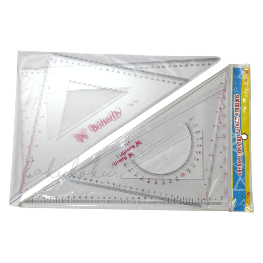 

Penggaris Segitiga / Triangle Ruler Butterfly Bening No.12 & J12