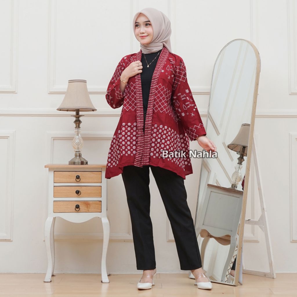 Batik Merah putih / Outer / cardigan / blouse