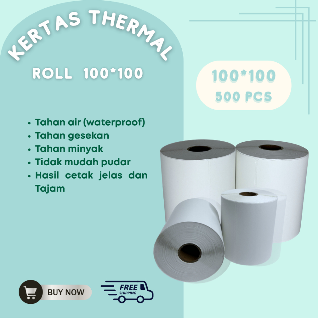 

Kertas Thermal Label 100x100 mm Roll - 500pcs