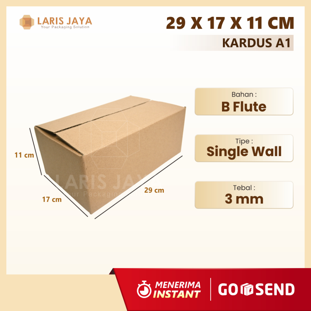 

(KHUSUS INSTANT) 29 x 17 x 11 cm Kardus Polos / Karton Box Packing Single Wall Tebal 29x17x11 cm ( Kardus 29 x 17 x 11 cm )