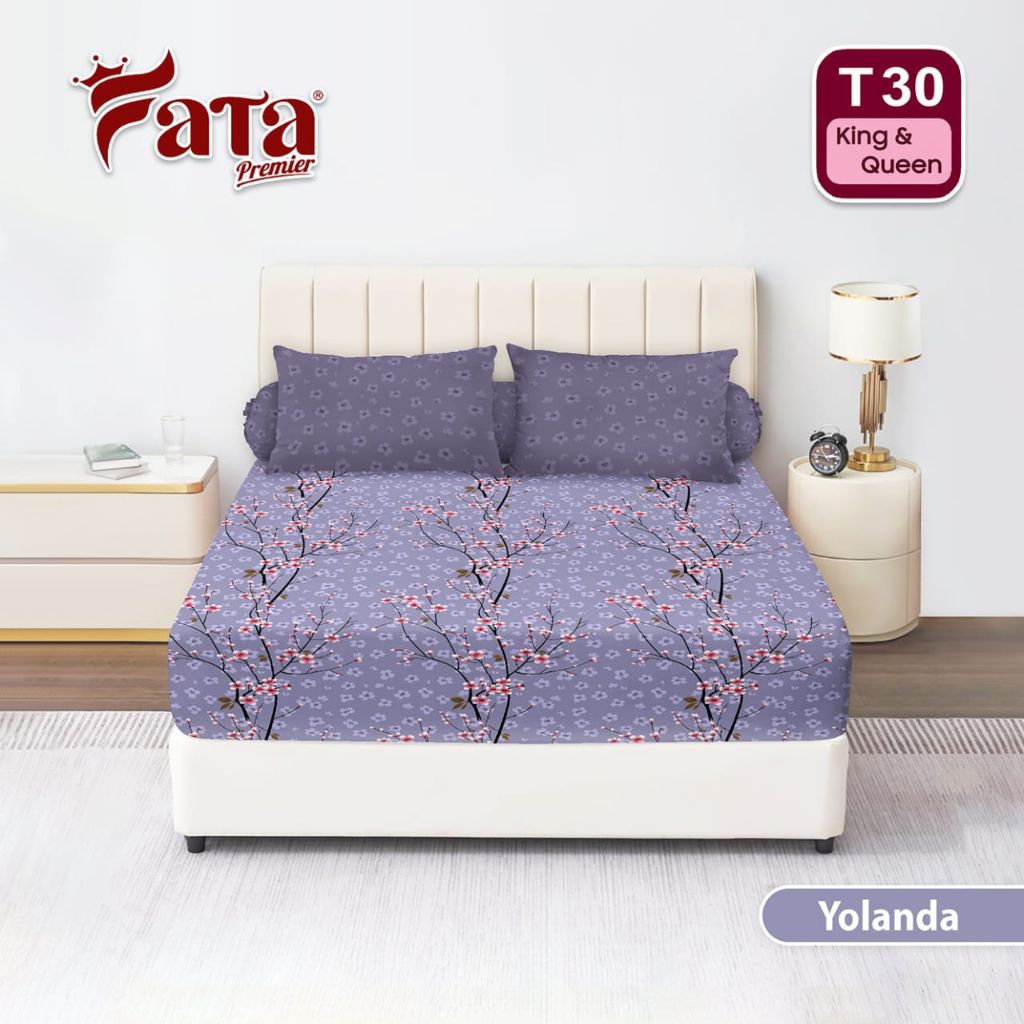 FATA - Sprei Tinggi 30 Motif Yolanda Ukuran King Size 180x200 / Queen Size 160x200