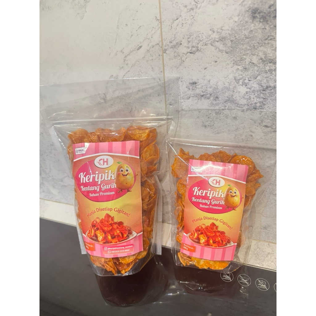 

Kemasan 500 gram Keripik Kentang Gurih By : CH-MONTELO