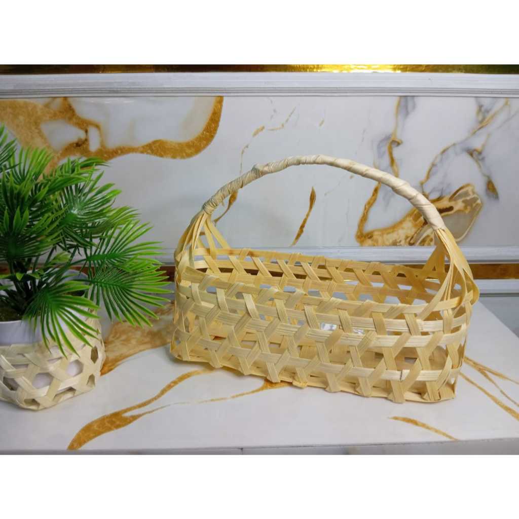 keranjang parcel buah souvenir anyaman bambu / tas Keranjang Serbaguna hampers Snack 30x10x10