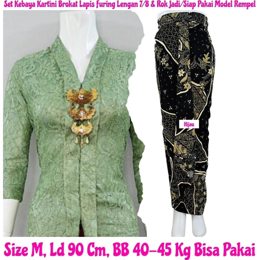 Kebaya Jadi Medan Limited Set Kebaya Kartini Brokat Lapis Furing Lengan 7/8 & Rok Kebaya Jadi/Siap P