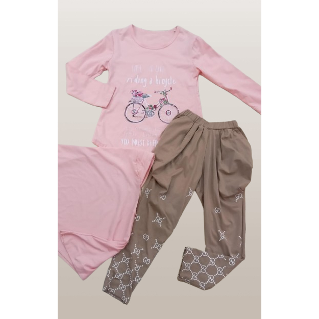 Setelan Hijab Anak Cewe / Setelan Rok-Celana Hijab