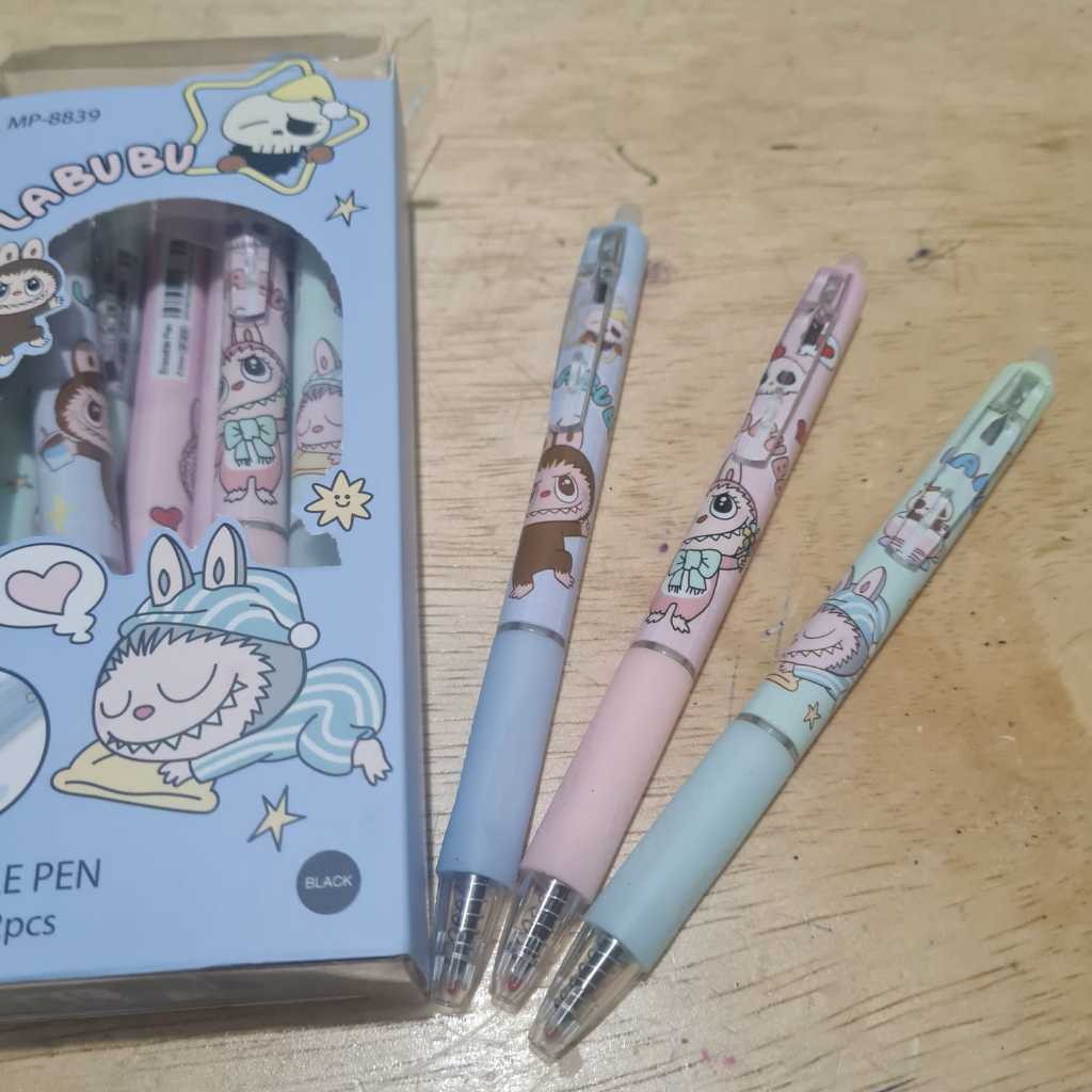 

Pulpen Gel Ink Karakter Labubu Crayon Sinchan Chiikawa Hangyodon 1 set isi 4 pcs