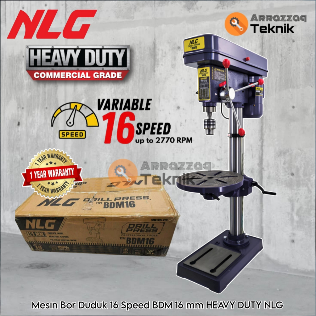 Mesin Bor Duduk 16 mm NLG 16 Speed BDM 16 mm Bench Press Drill 16mm Bor Lantai Pelubang Besi Plat Ka