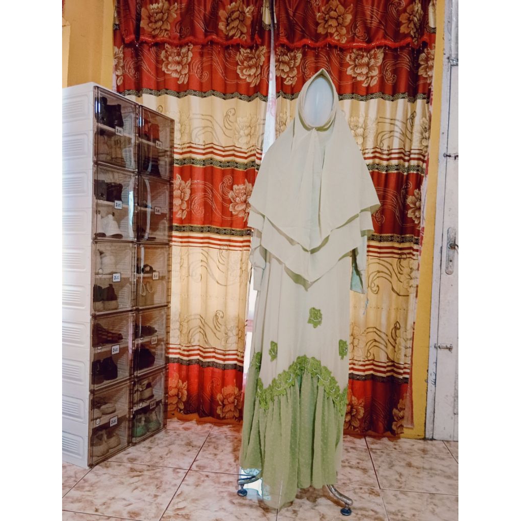 Jual one set gamis syar'i Jersey mix ceruty/cuci gudang gamis Original