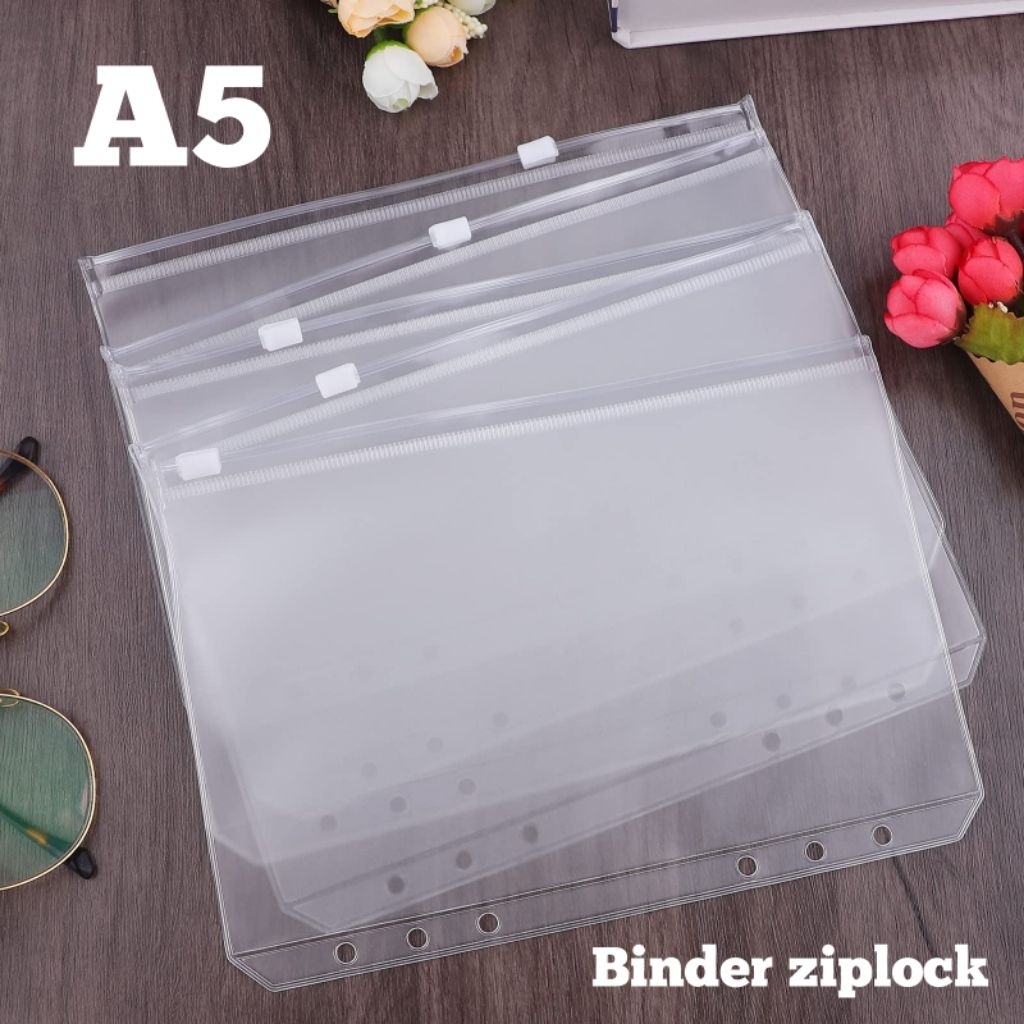 

Ziplock Binder A5 (6 Ring) Minimalis – Dompet Budgeting Planner Tempat Uang Koin Kartu Dokumen