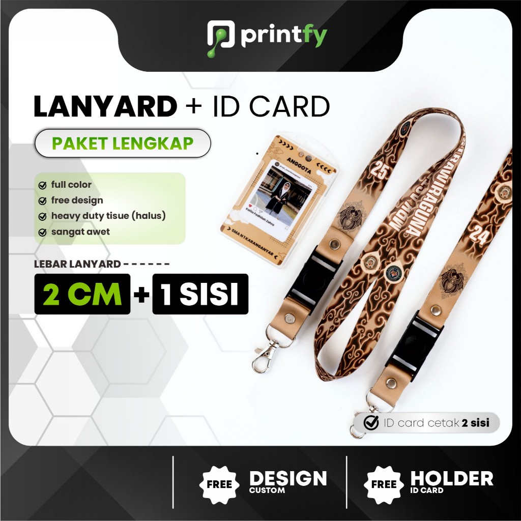 

Printfy - Paket Lengkap (lanyard + id card + holder) - 1 sisi - 2 cm - Custom