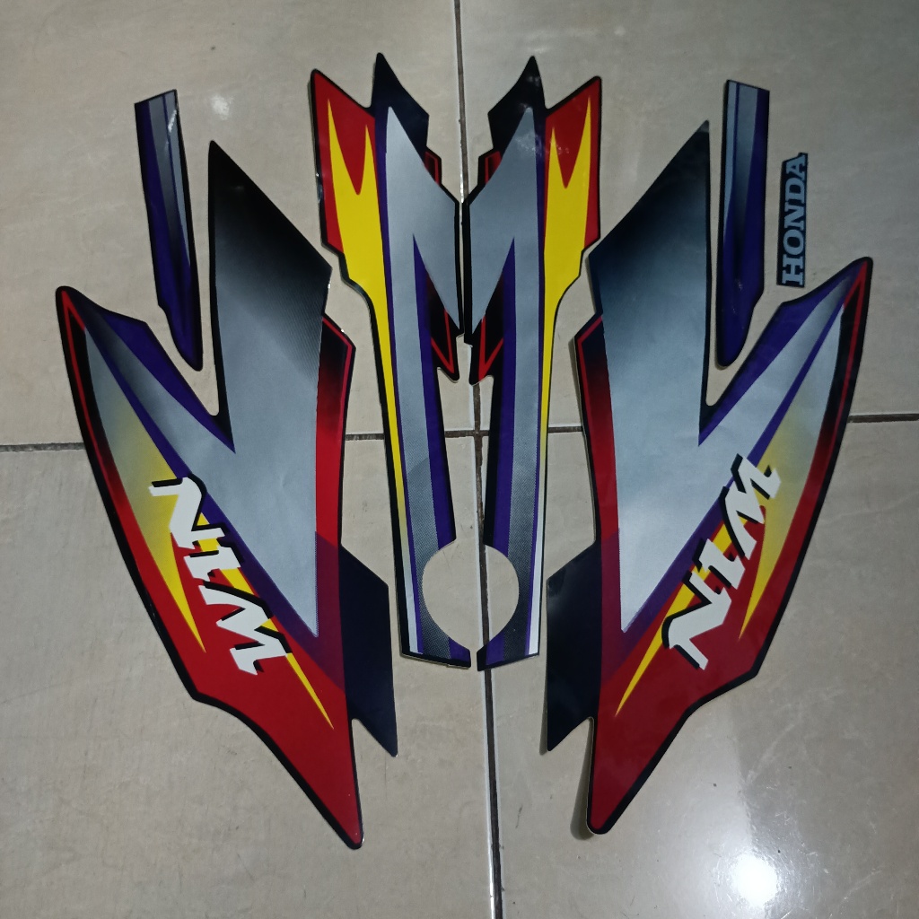 stiker striping honda win 100 2005 hitam lis silver list body standar berkualitas original