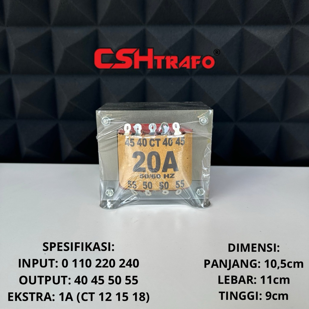 Trafo Kotak CSH Best Quality (trafo kecil) 100% Tembaga Murni 20A CT 55V