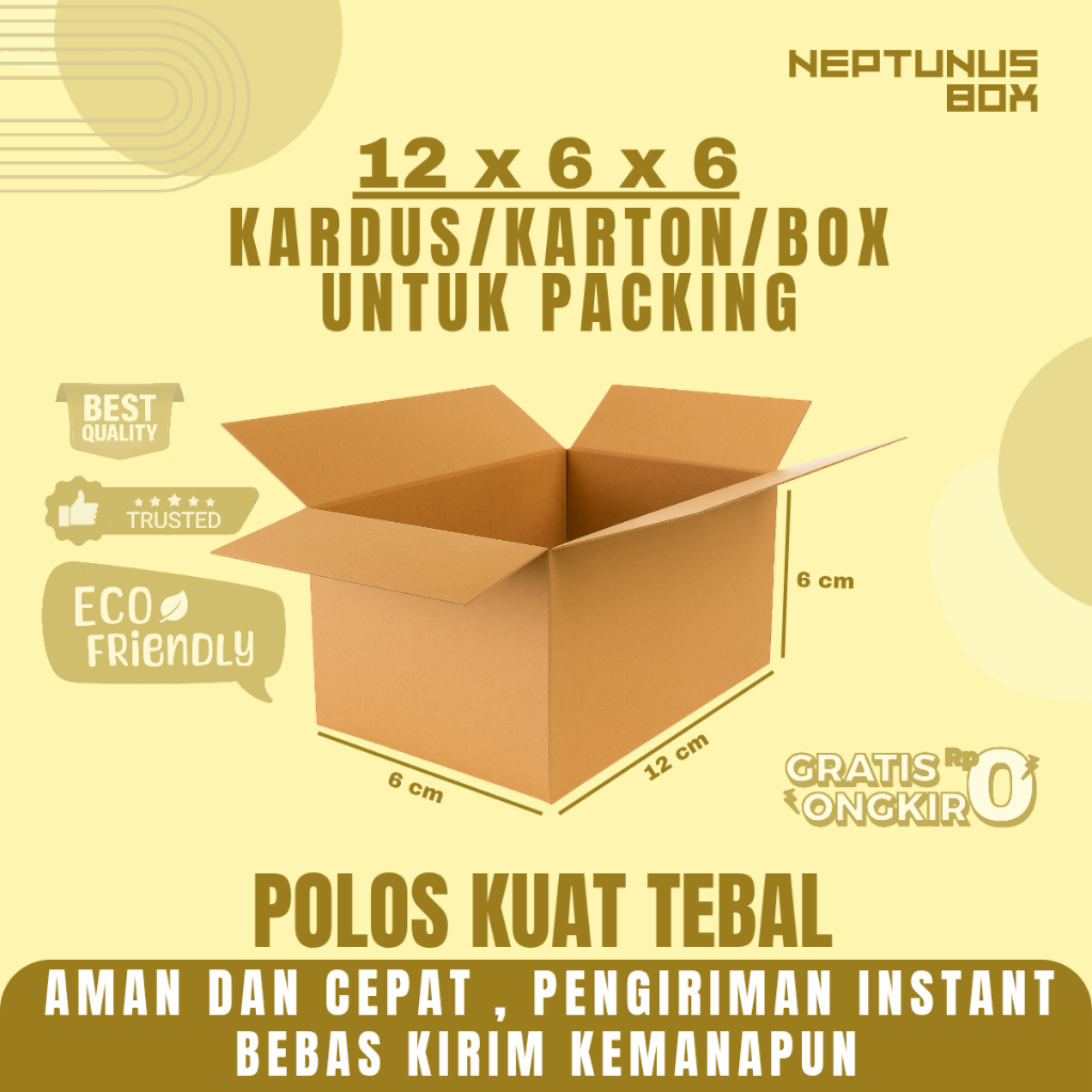 

Kardus Packing Ukuran 12x6x6 Polos Box Cogurated tebal kuat