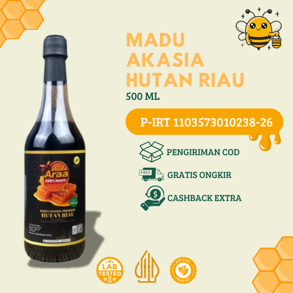 

Madu Araa Akasia - 500 ML Murni hutan riau - Asli - Original - Nectar - 100% - Tanpa campuran - Honey - Herbal