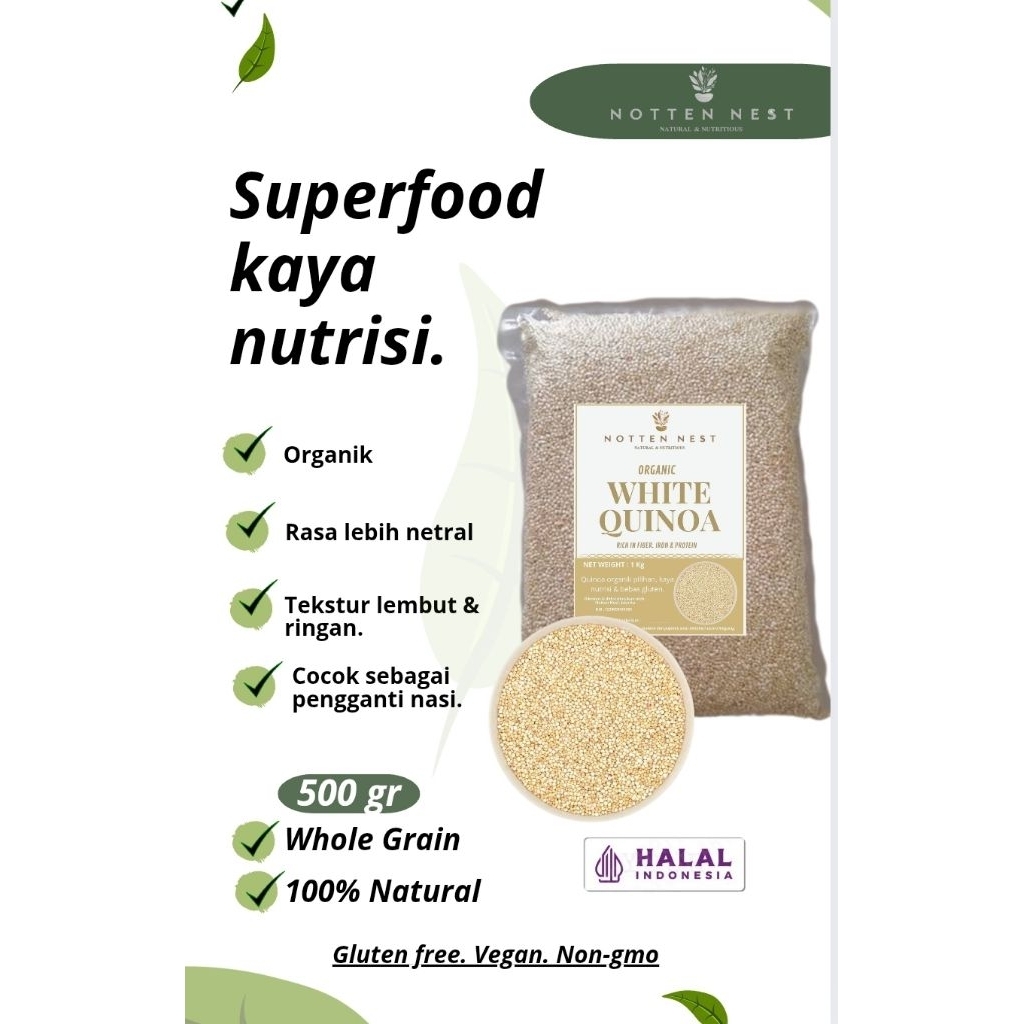 

Quinoa Putih 500Gr - White Quinoa Import Premium - Cocok untuk Diet & Clean Eating