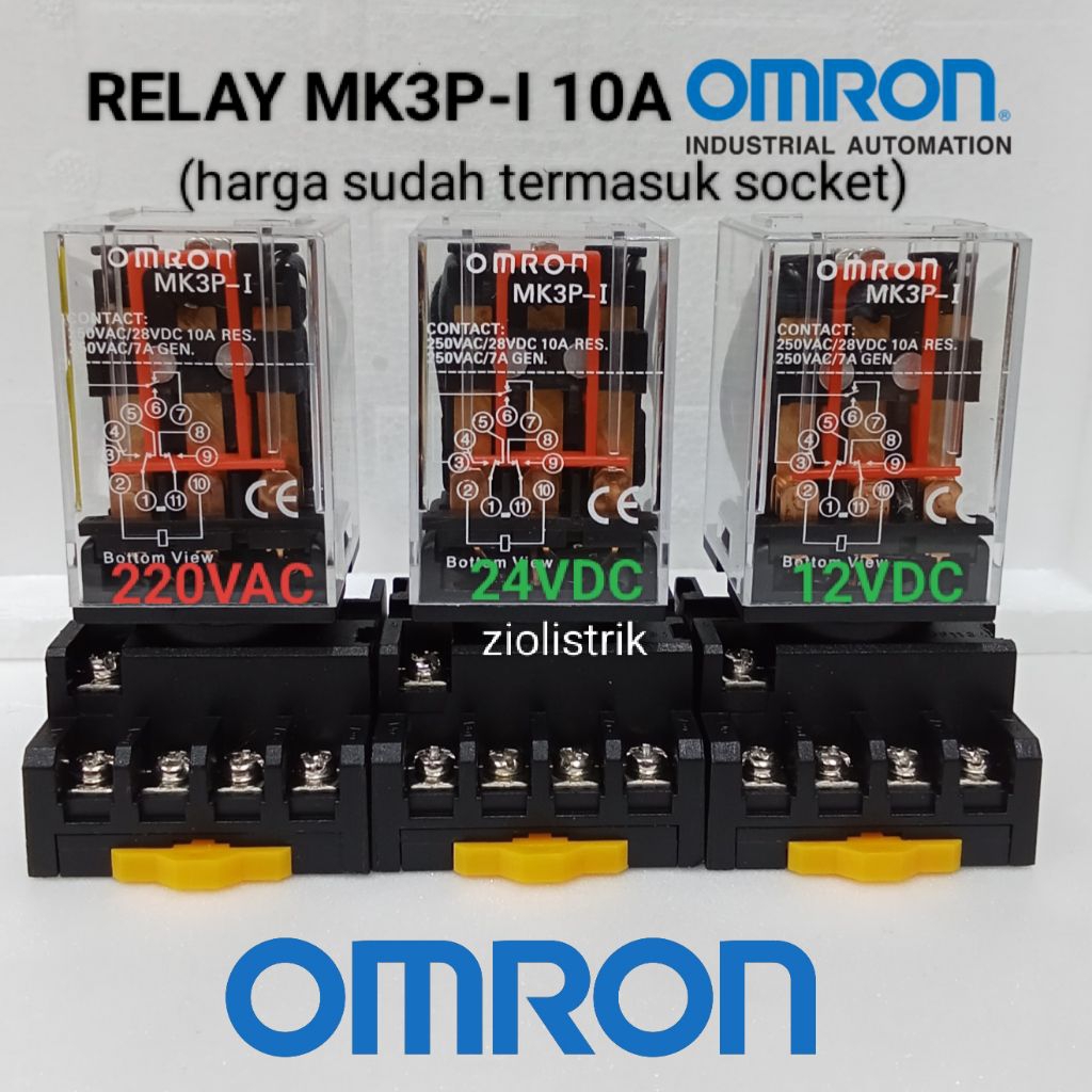 Relay omron MK3 MK3P MK3P-I 24vdc 11kaki 10a + socket