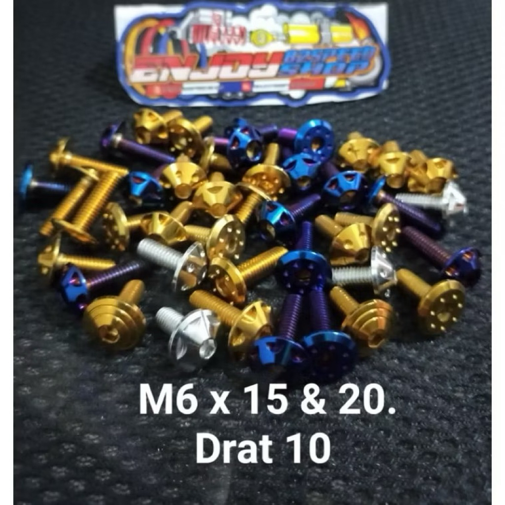BAUT TAMENG KNALPOT YAMAHA MIO BAUT PROBOLT MOTIF BINTANG ASLI THAILAND
