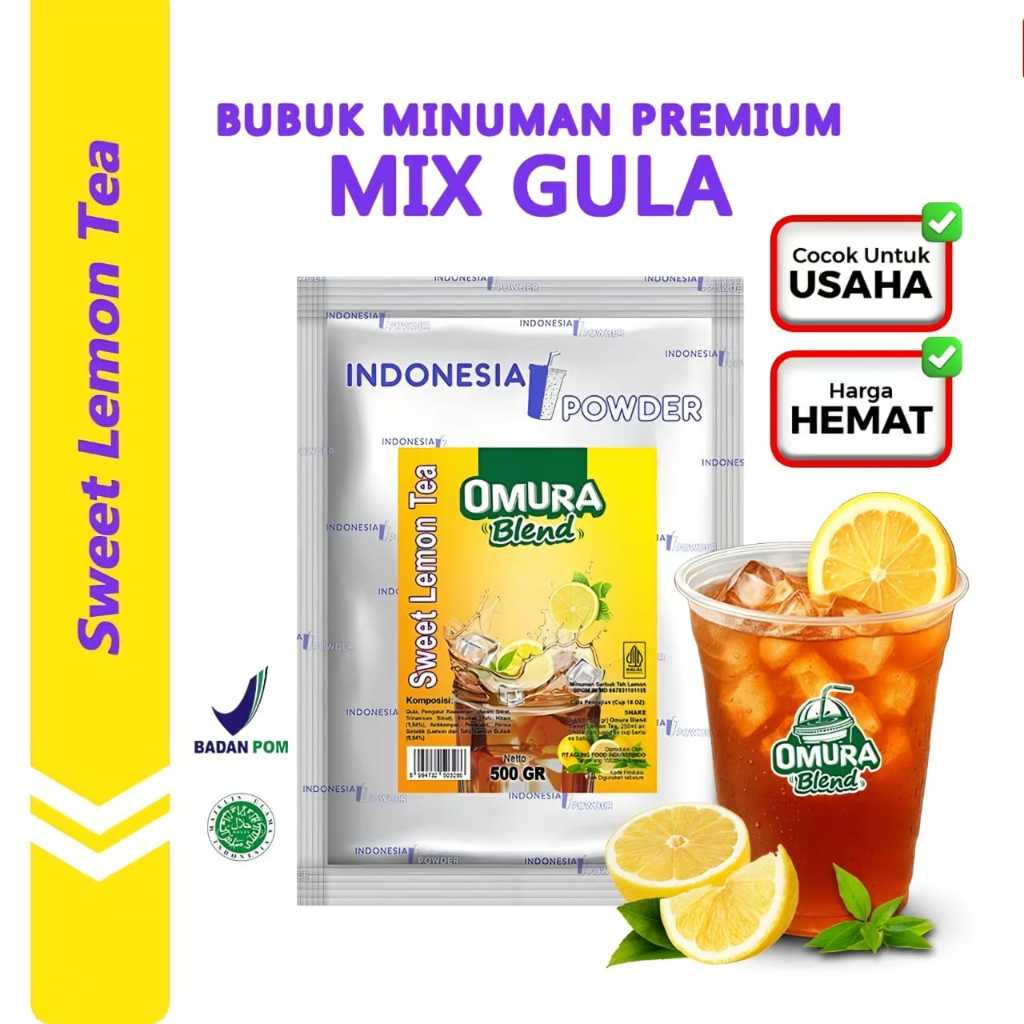 

Indonesia Powder Rasa Sweet Lemon Tea 500GR Merk Omura Blend