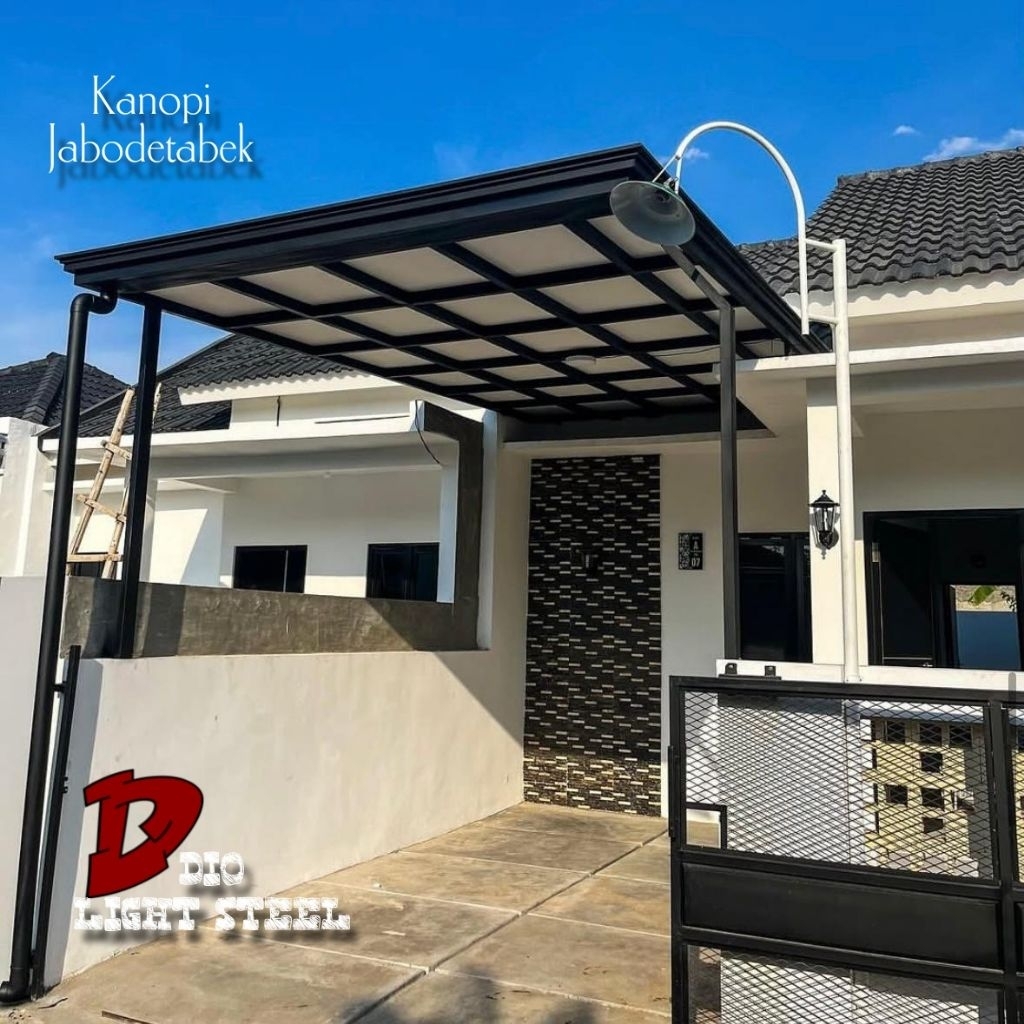 Kanopi alderon double layer rangka besi hollow 4x6 dan 4x8 minimalis lis profil dan talang atap upvc