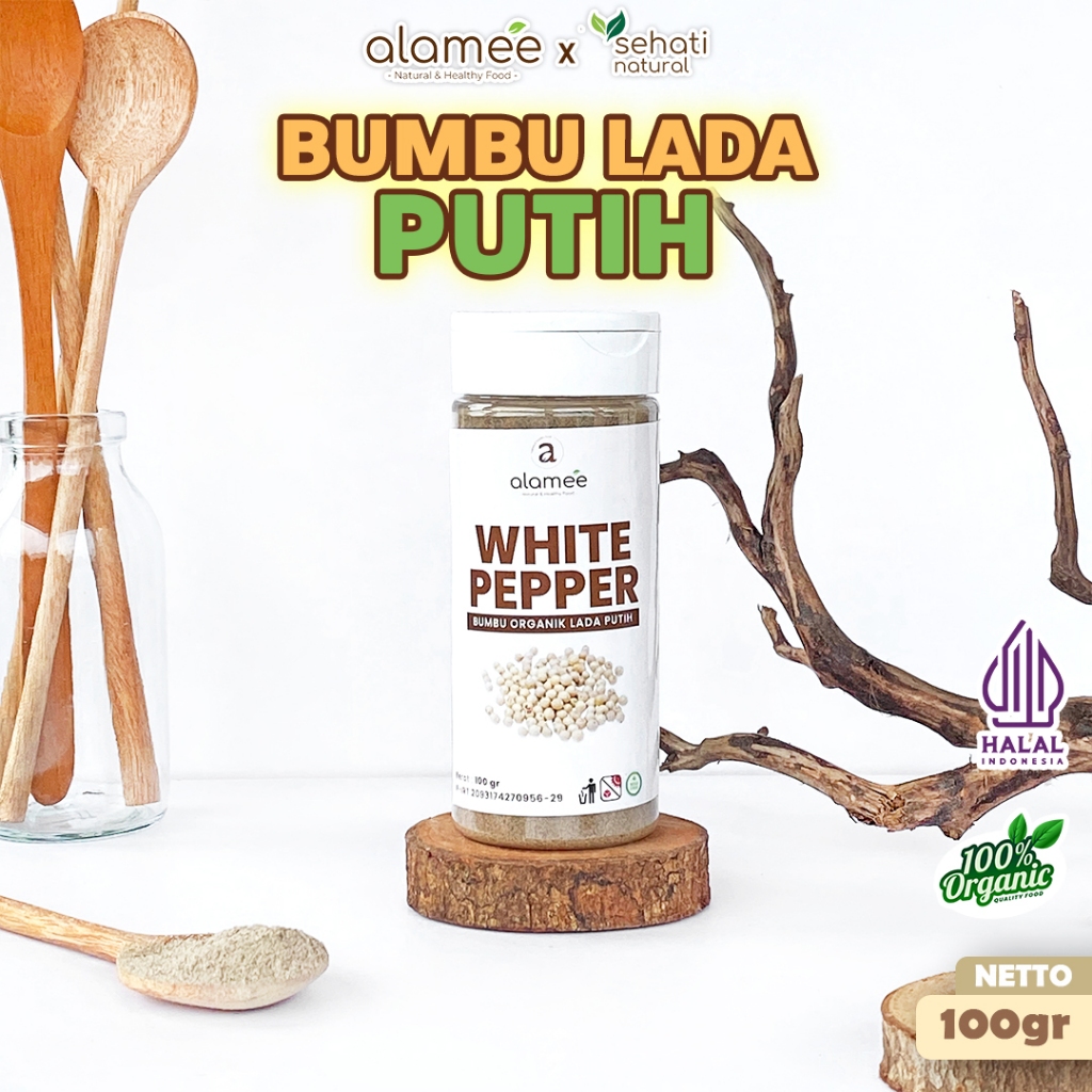 

ALAMEE Lada Putih Bubuk White Pepper Powder Merica Whitepepper Bumbu Dapur Masak Instan Asli 100g