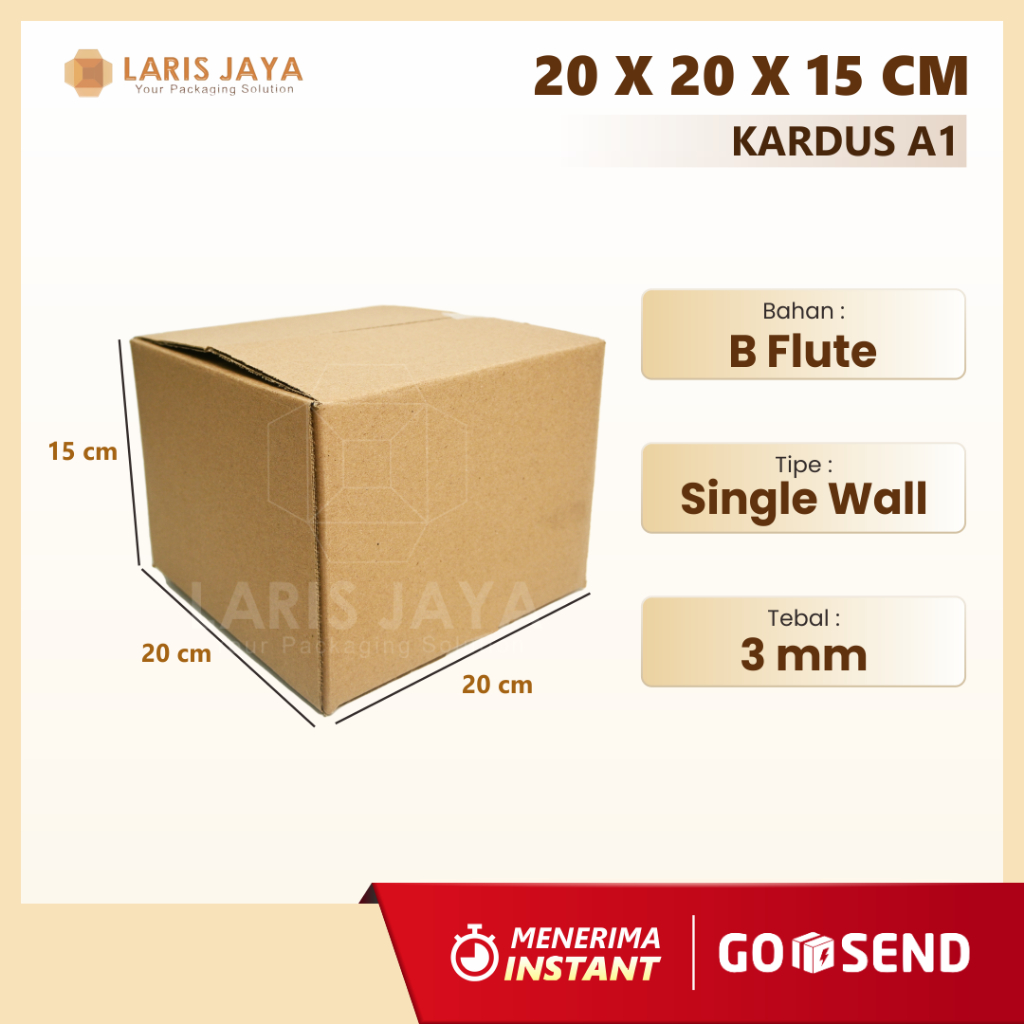 

20 x 20 x 15 cm | B FLute | Kardus | Corrugated Box | Packing | Packaging | Baru
