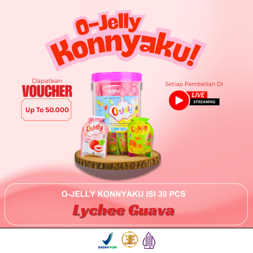 

O Jelly/Jeli/Ager Konnyaku Toples (Lychee Guava)/Isi 30 pcs (Harga satu toples)