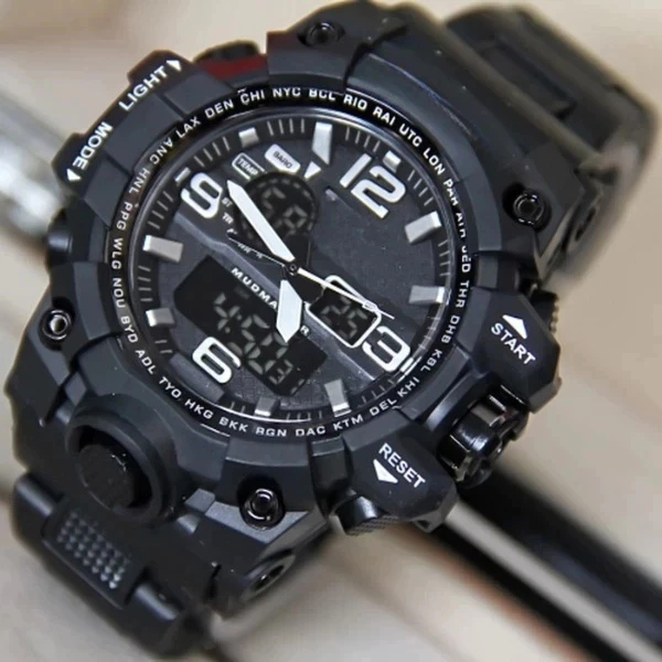 WATER RESIST G Jam Tangan Pria Digital Double Time Analog Rubber 1000 Jam Tangan Pria