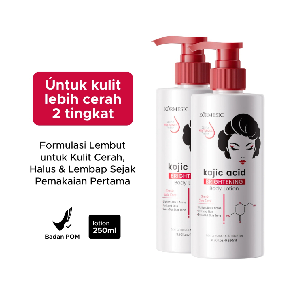 KORMESIC Kojic Acid Brightening Body Lotion 250 ml - Handbody Pemutih Badan dan Melembabkan Kulit